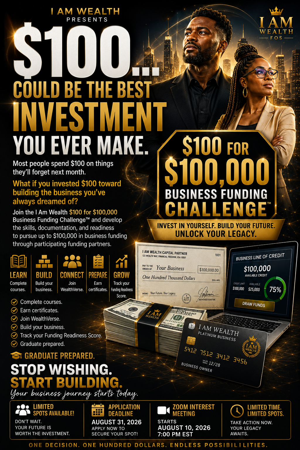 $100 for $100,000 Business Funding Challenge poster