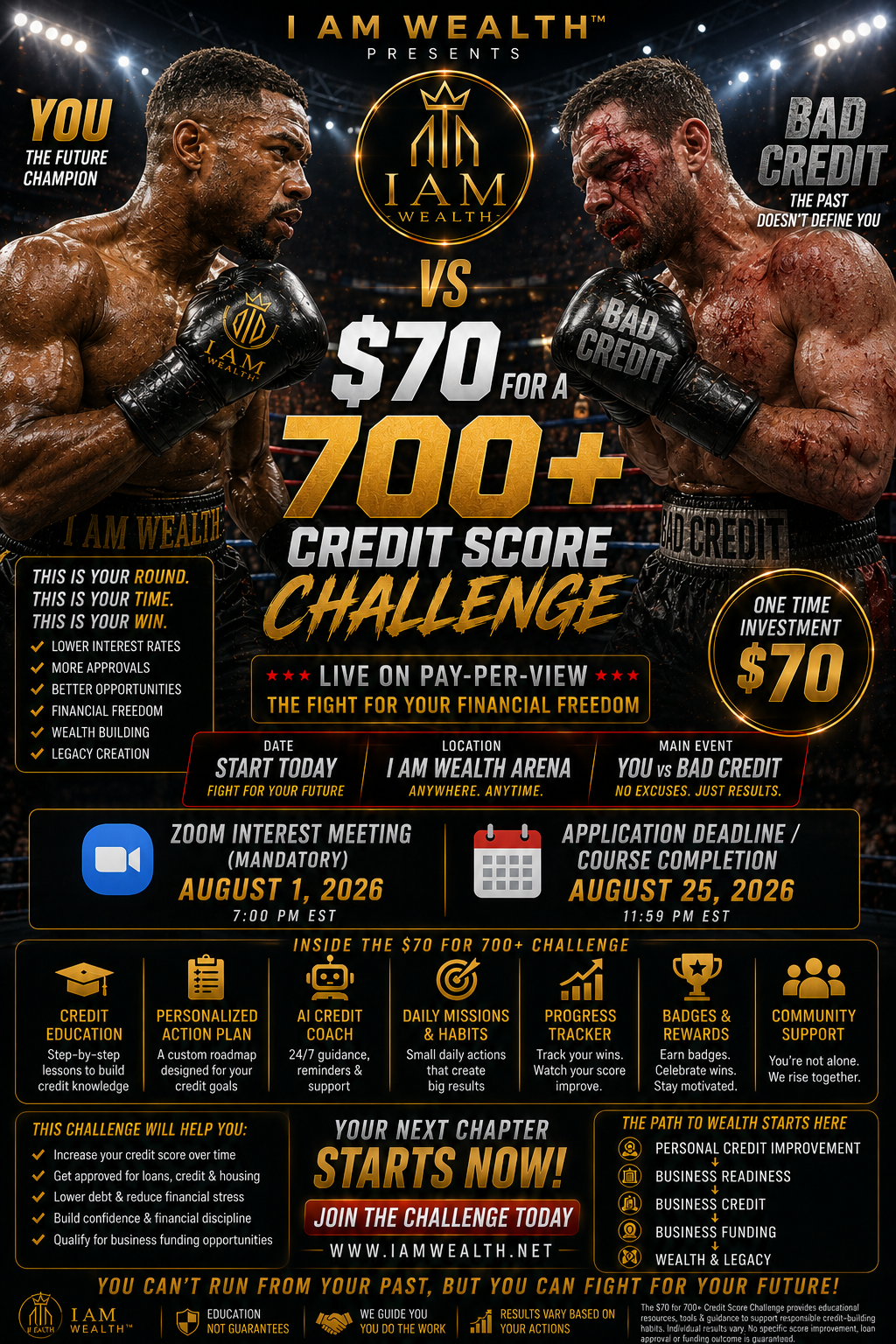 $70 for a 700+ Credit Score Challenge poster